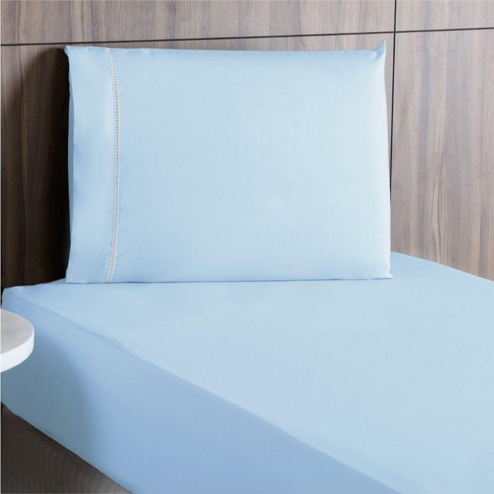 Jogo De Lençol Solteiro Percal 200 Fios 100% Algodão 2 Peças - Azul - 2