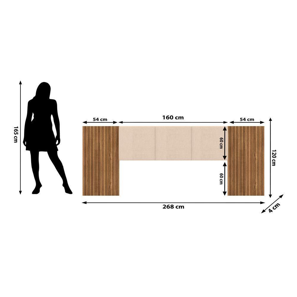 Cabeceira Queen 268 Cm Zen 50024 Nature Brisa Linho Bege Vlr Nature Brisa Linho Bege - 4