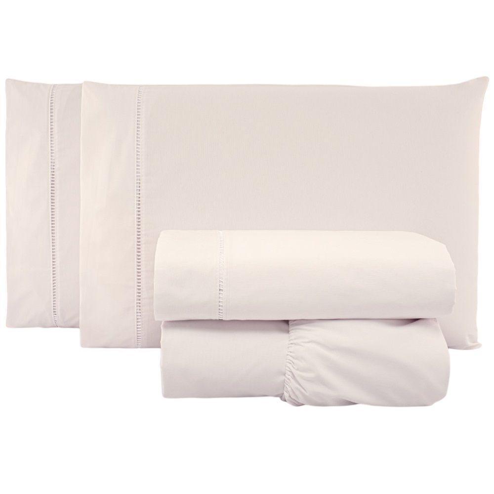 Jogo De Lençol Casal Padrão Percal 200 Fios 100% Algodão 4 Peças - Palha - 1