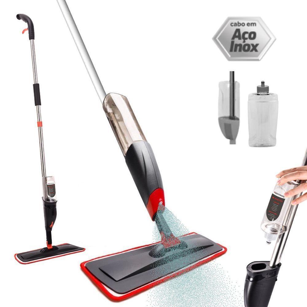 Mop Spray Giratório Limpeza Vassoura Flash Mágica Rodo Esfregão Flat Refil Lavável Borrifa Limpa Seca Powermaid - 2