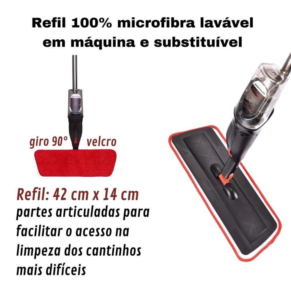 Mop Spray Giratório Limpeza Vassoura Flash Mágica Rodo Esfregão Flat Refil Lavável Borrifa Limpa Seca Powermaid - 3