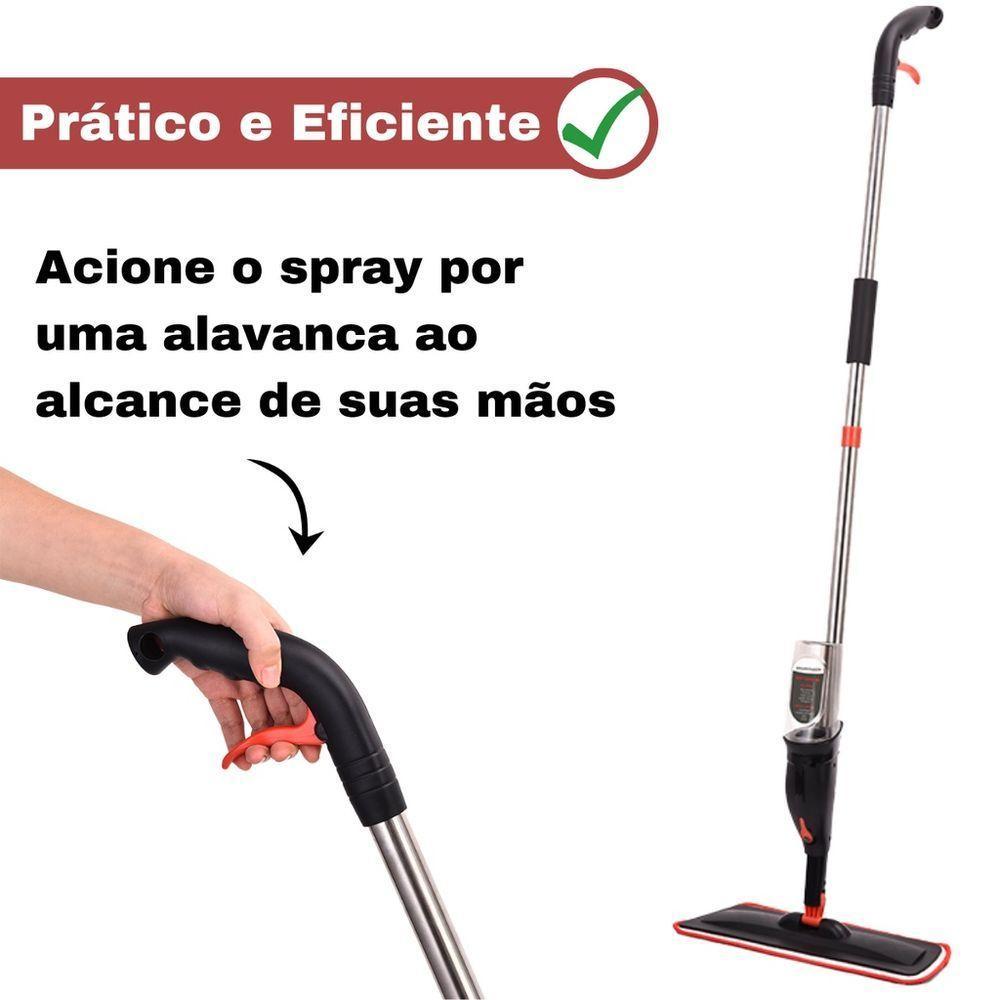 Mop Spray Giratório Limpeza Vassoura Flash Mágica Rodo Esfregão Flat Refil Lavável Borrifa Limpa Seca Powermaid - 6
