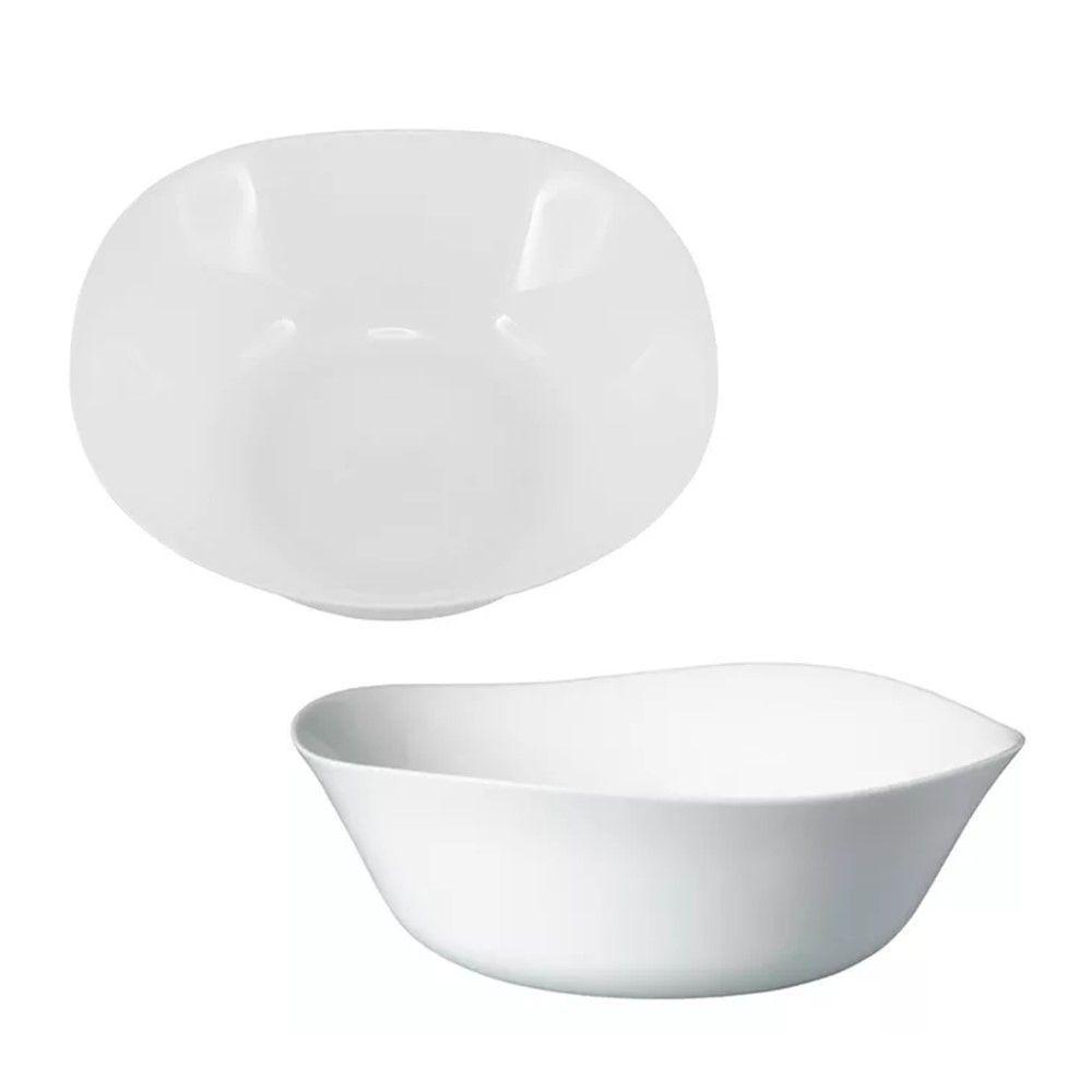 Jogo 6 Bowl De Vidro Opalino Branco Quadrado Tigela Sobremesa 15cm Em Casa Tem - 1