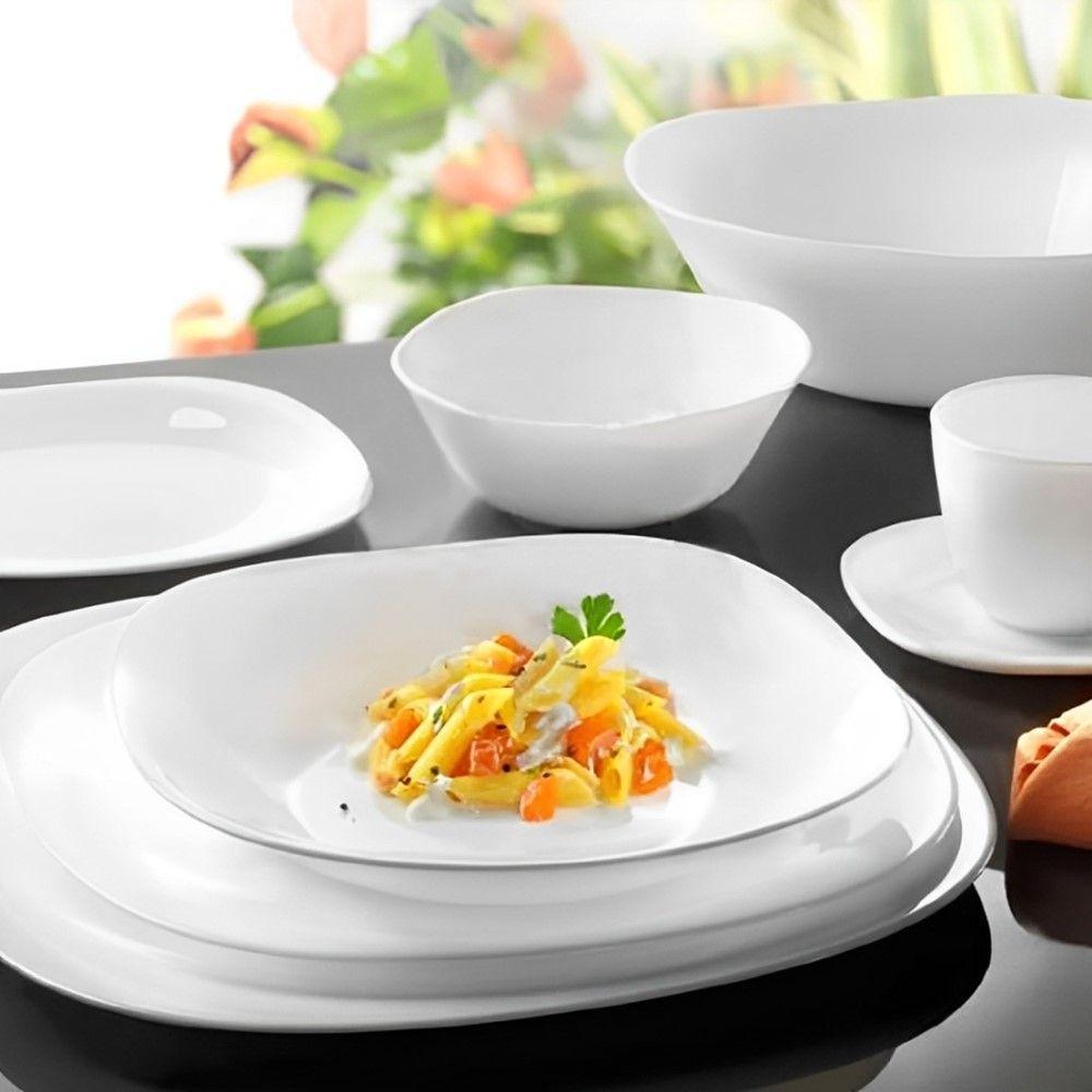 Jogo 6 Bowl De Vidro Opalino Branco Quadrado Tigela Sobremesa 15cm Em Casa Tem - 2