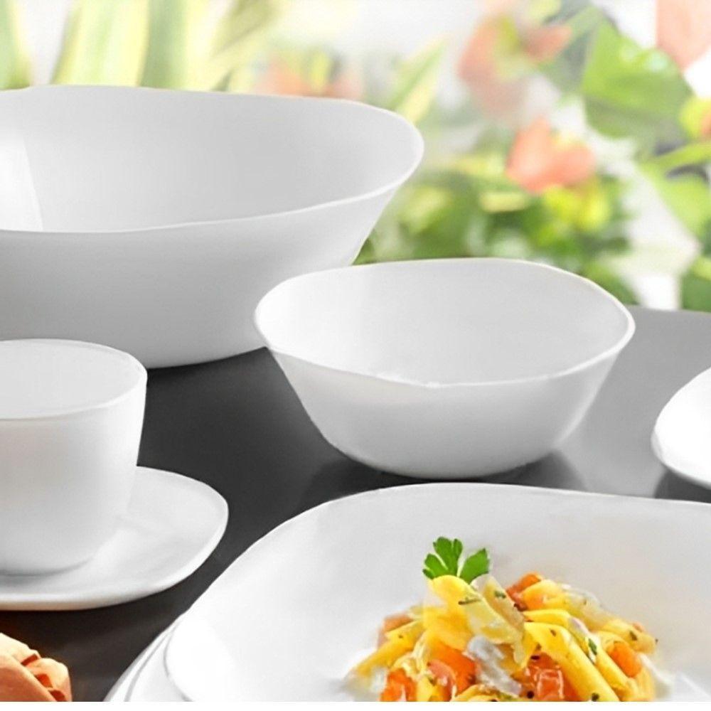 Jogo 6 Bowl De Vidro Opalino Branco Quadrado Tigela Sobremesa 15cm Em Casa Tem - 5