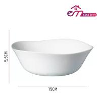 Jogo 6 Bowl De Vidro Opalino Branco Quadrado Tigela Sobremesa 15cm Em Casa Tem