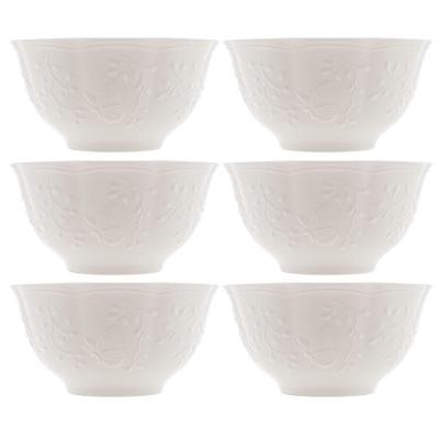 Jogo 6 Bowl Tigela De Cerâmica New Bone Butterfly Flower Borboleta Flores 14cm Lyor