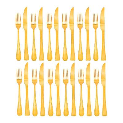 Jogo 12 Garfos E 12 Facas Dourado De Mesa Jantar Victoria Gold Inox Fratelli