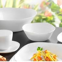 Jogo 4 Bowl De Vidro Opalino Branco Quadrado Tigela Sobremesa 15cm Em Casa Tem - 2