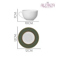 Xícara De Café Branca Com Pires Celebrate Verde Cerâmica Alleanza - 2