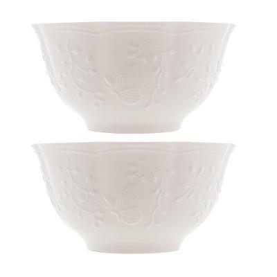 Jogo 2 Bowl Tigela De Cerâmica New Bone Butterfly Flower Borboleta Flores 14cm Lyor
