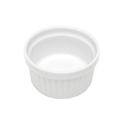 Kit 2 Ramequim Mini Bowl De Porcelana Molheira Clássico Canelado Branco Lyor 155ml