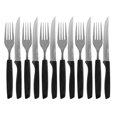Jogo 6 Garfos E 6 Facas De Mesa Jantar New Caprese Preto Fratelli Inox