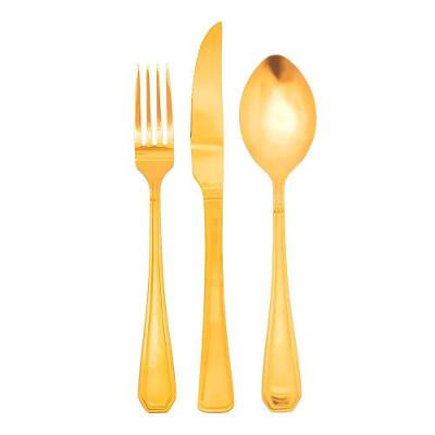Conjunto Faqueiro 36 Peças Jogo Talheres De Mesa Jantar Garfo Faca Colher Victoria Gold Inox Fratelli