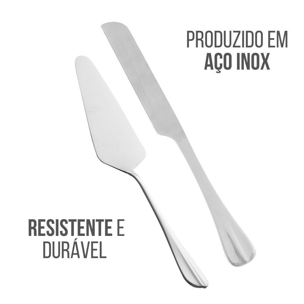 Conjunto 2 Peças Faca E Espátula Para Bolo Torta Aço Inox Positano Lyor - 4