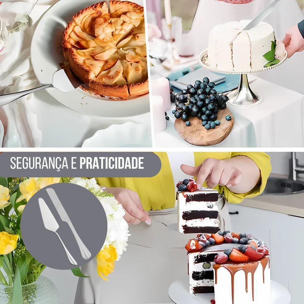 Conjunto 2 Peças Faca E Espátula Para Bolo Torta Aço Inox Positano Lyor - 7