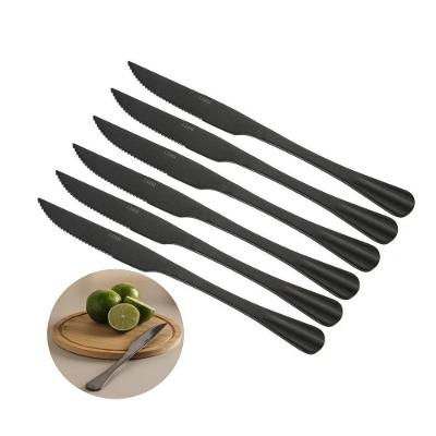 Jogo 6 Facas Para Churrasco De Aço Inox Positano Preto Lyor 23cm