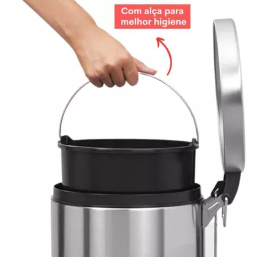 Lixeira Inox Redonda Multiuso 12 Litros Resistente E Elegante Para Diferentes Ambientes - 3