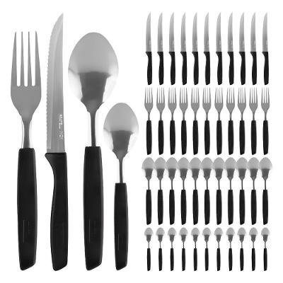 Conjunto Faqueiro 48 Peças Jogo Talheres De Mesa Jantar Garfos Facas New Caprese Preto Fratelli Inox