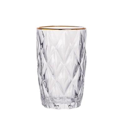 Copo Diamond Transparente Com Borda Dourada 400mlem Casa Tem