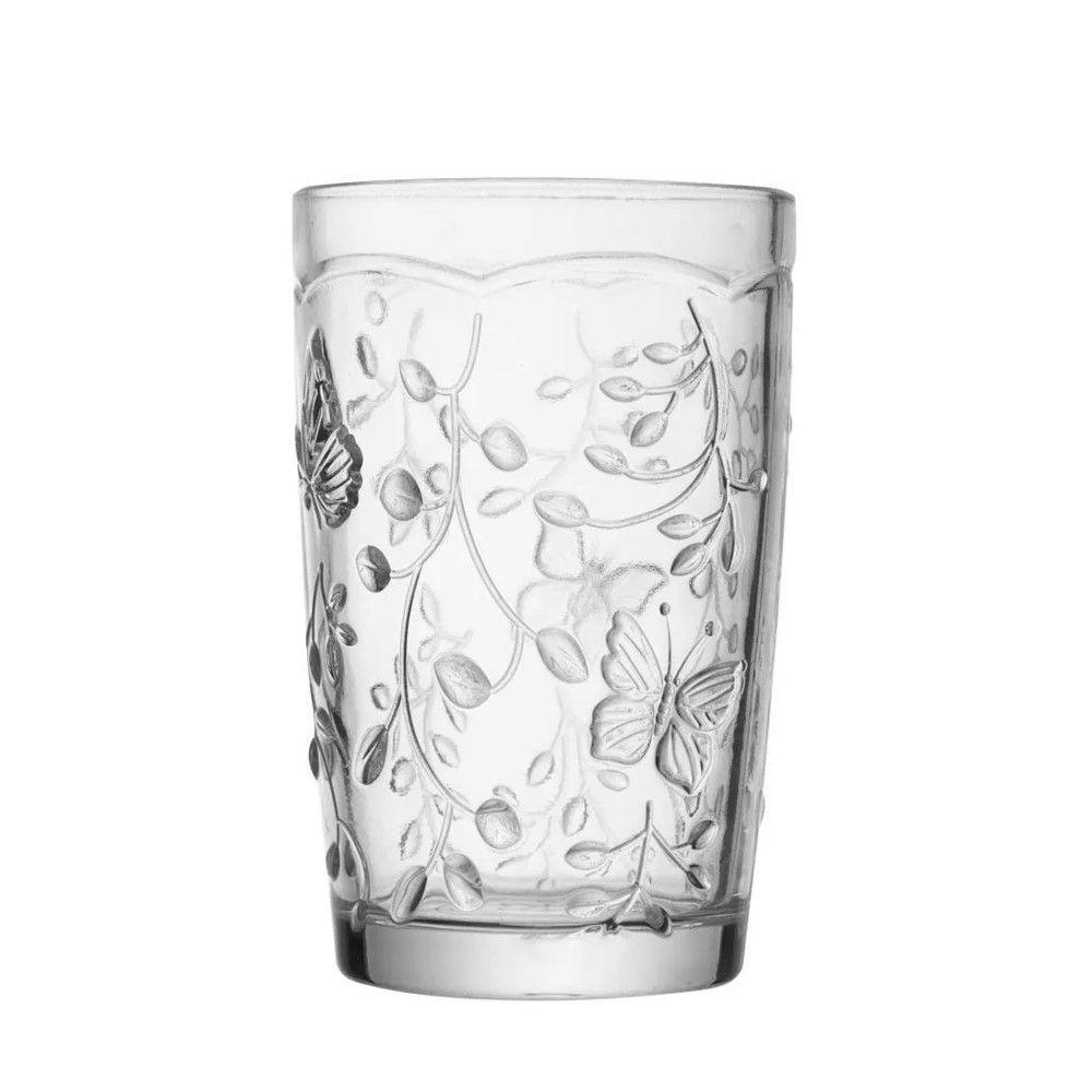 Jogo 4 Copo De Vidro New Butterfly Borboleta Flores Cristal Ecológico 330ml Lyor - 1