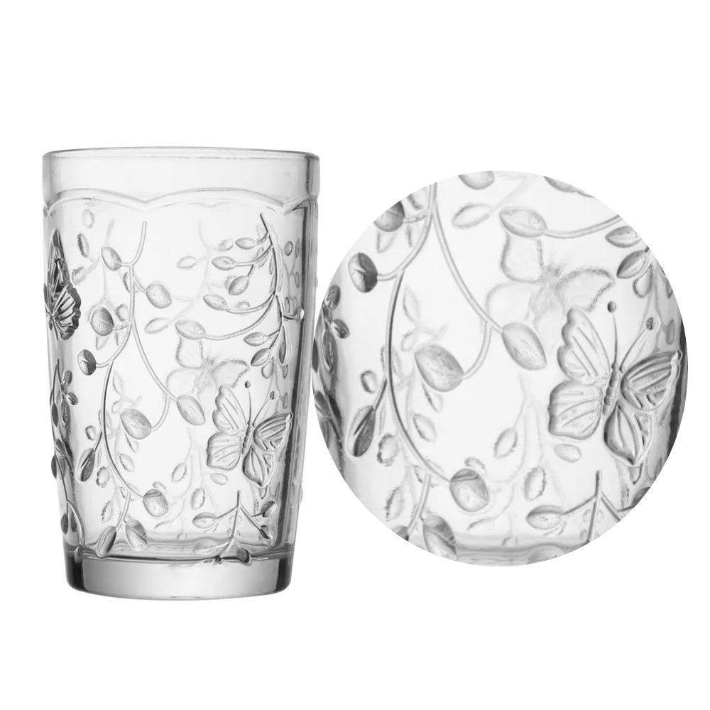 Jogo 4 Copo De Vidro New Butterfly Borboleta Flores Cristal Ecológico 330ml Lyor - 2