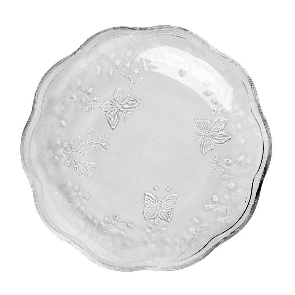 Jogo 10 Prato De Sobremesa Vidro New Butterfly Borboletas Flores 20cm Lyor - 2