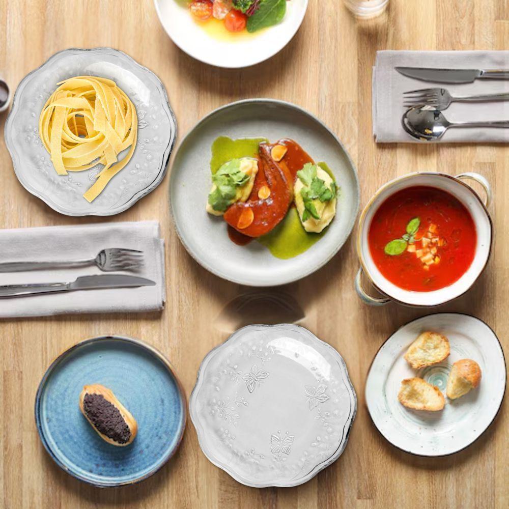 Jogo 12 Prato De Sobremesa Vidro New Butterfly Borboletas Flores 20cm Lyor - 6