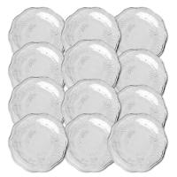 Jogo 12 Prato De Sobremesa Vidro New Butterfly Borboletas Flores 20cm Lyor - 1