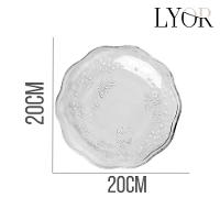 Jogo 12 Prato De Sobremesa Vidro New Butterfly Borboletas Flores 20cm Lyor