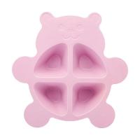 Conjunto 3 Peças Prato Infantl Com Divisórias Colher E Garfo Em Bambu Rosa Bear Urso Lyor - 2