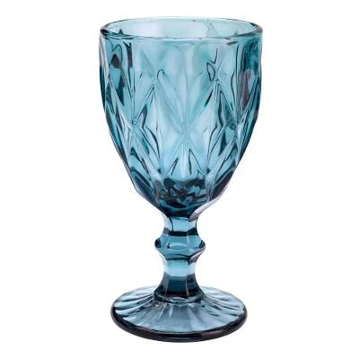Taça De Vidro Diamond Diamante Azul 300ml Água Class Home