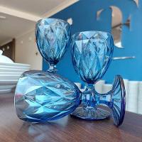 Taça De Vidro Diamond Diamante Azul 300ml Água Class Home - 3