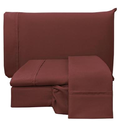 Jogo De Cama Lençol Queen Conforto Percal 300 Fios 4 Peças - Vinho - 100% Poliéster
