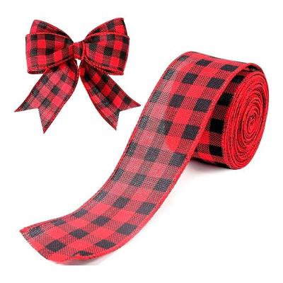 Fita Decorativa Natalina Xadrez Preto E Vermelho Natal 6.3cmx9.14m Tok Da Casa