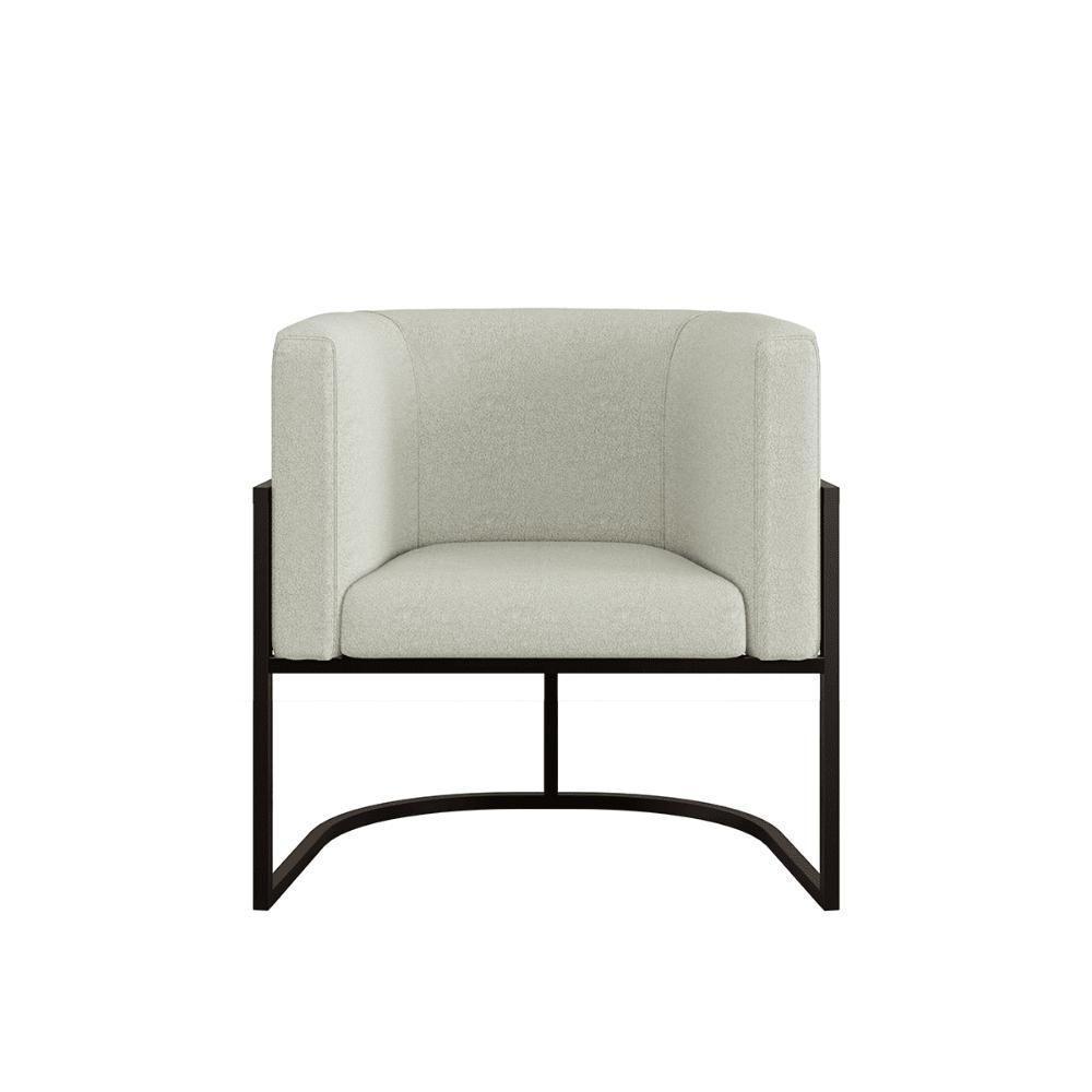 Poltrona Bouclê Decorativa Lua Recepção Base De Ferro Black Bege - 4