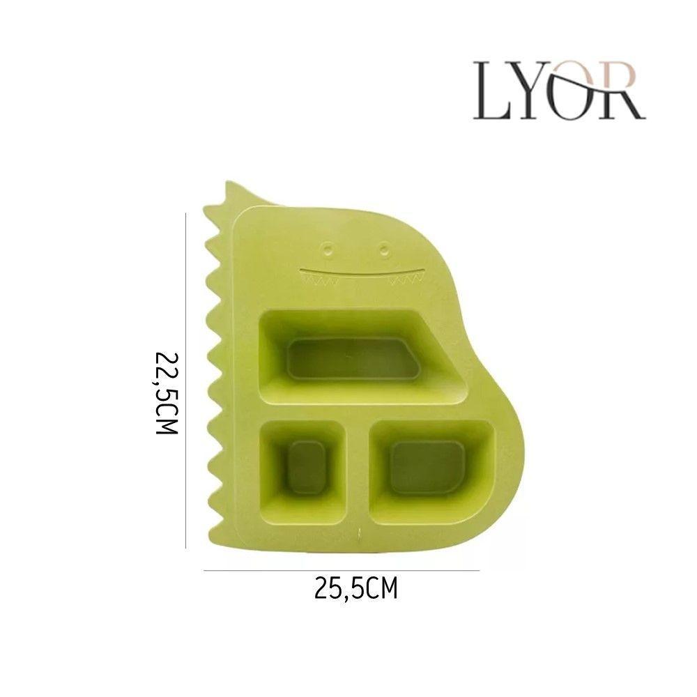 Prato Dino Baby Com 2 Talheres Fibra De Bambu Lyor - 5