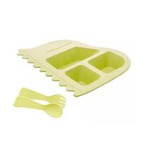 Prato Dino Baby Com 2 Talheres Fibra De Bambu Lyor - 2