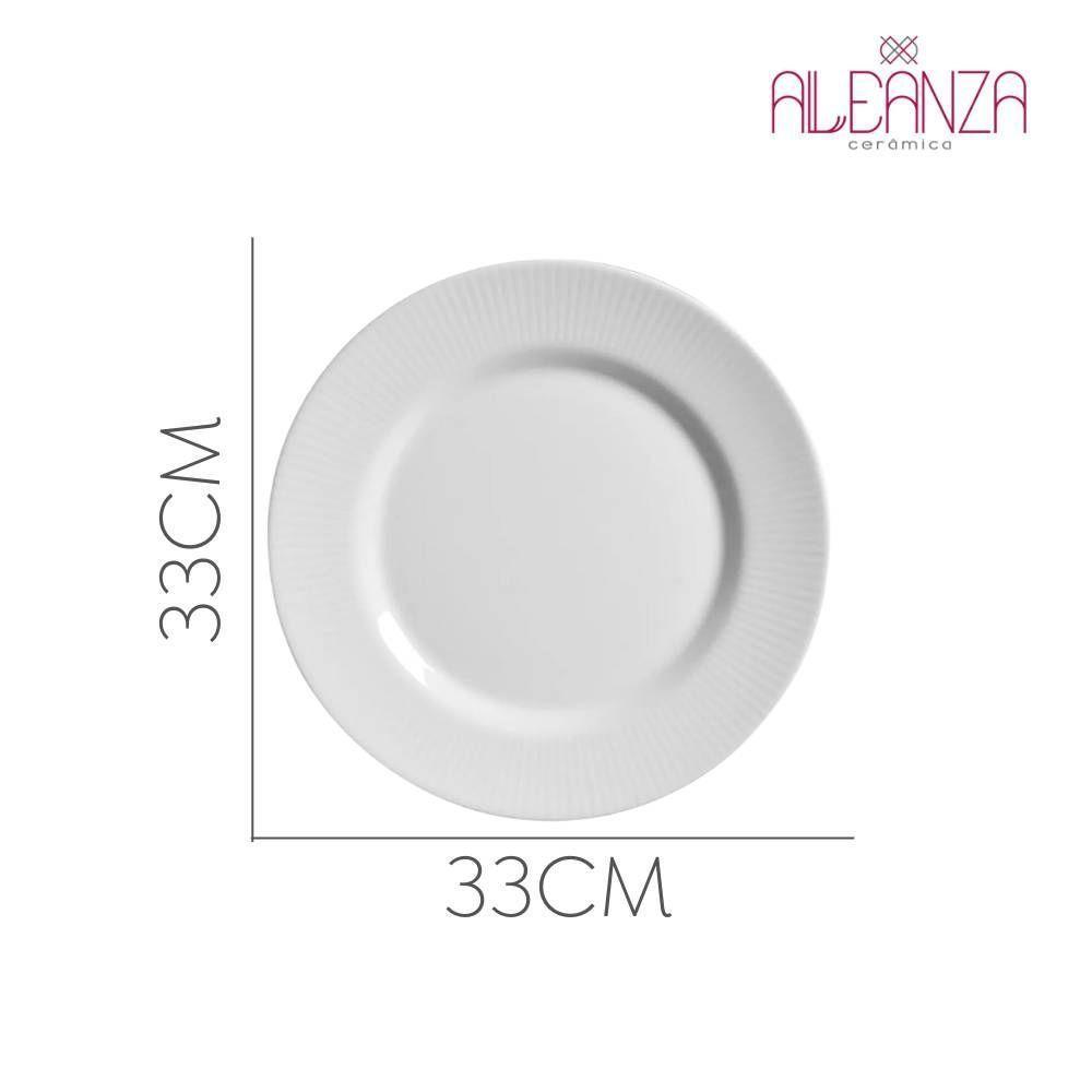 Prato Raso Plissan Relevo Branco 33cm Cerâmica Alleanza - 2