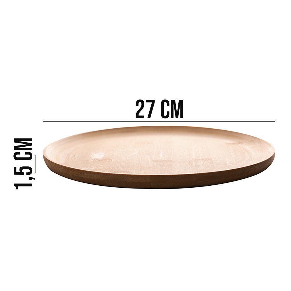 Prato Raso De Bambu Natural Ecológico Pratinho Madeira Lyor 27cm - 4