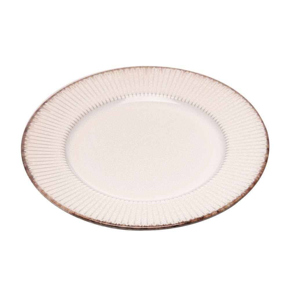 Jogo 4 Prato De Sobremesa Cerâmica Linear Branco Premium 20cm Lyor - 3