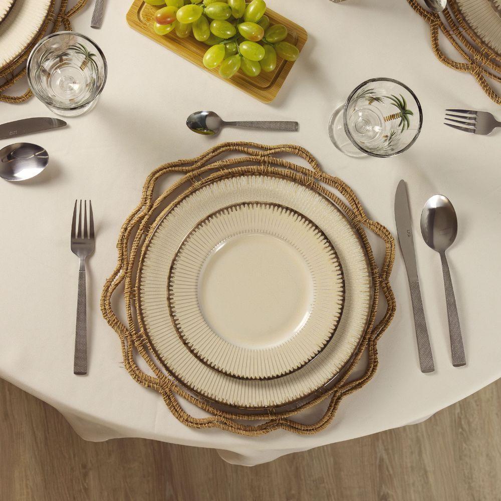 Jogo 4 Prato De Sobremesa Cerâmica Linear Branco Premium 20cm Lyor - 6