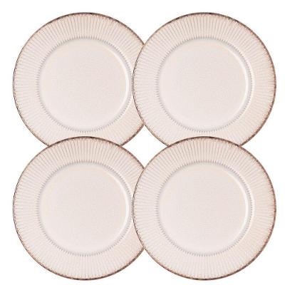 Jogo 4 Prato De Sobremesa Cerâmica Linear Branco Premium 20cm Lyor