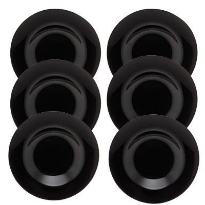 Jogo 6 Prato Fundo De Massas Vidro Opalino Preto Friends Time 28cm Luminarc Lyor