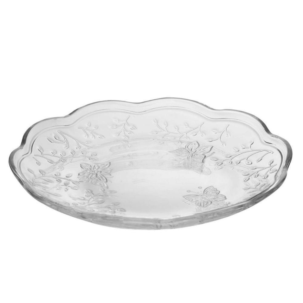 Jogo 6 Prato De Sobremesa Vidro New Butterfly Borboletas Flores 20cm Lyor - 2