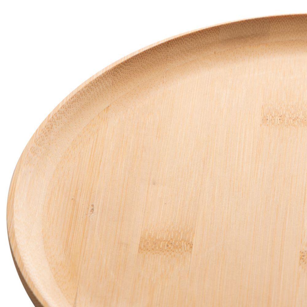 Jogo 2 Prato Raso De Bambu Natural Ecológico Pratinho Madeira Lyor 27cm - 4