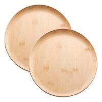 Jogo 2 Prato Raso De Bambu Natural Ecológico Pratinho Madeira Lyor 27cm - 1