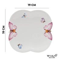 Jogo 4 Prato De Sobremesa Borboletas 19cm Porcelana Branco Wolff - 2
