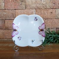 Jogo 4 Prato De Sobremesa Borboletas 19cm Porcelana Branco Wolff - 7