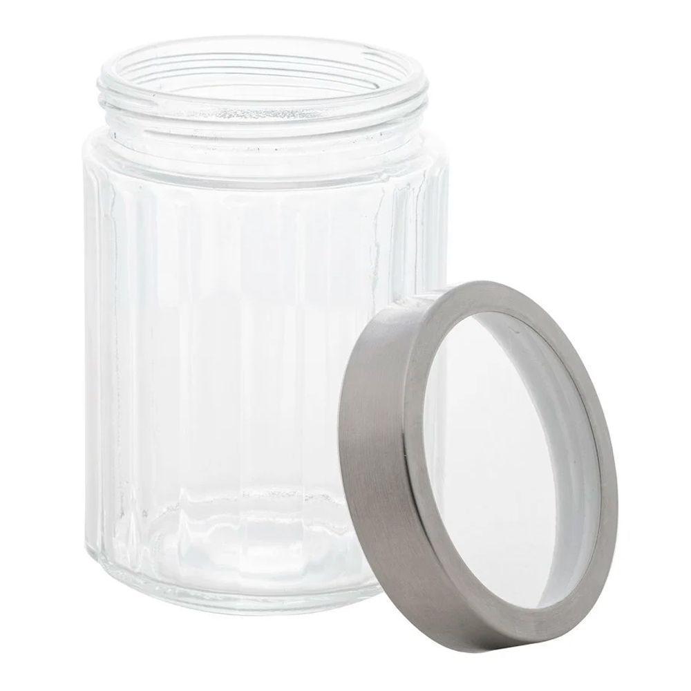 Pote De Vidro Porta Mantimentos Vidro Com Tampa Inox Para Grãos Cereais 1200ml 18cm Lyor - 1